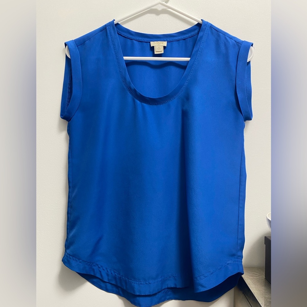 J. Crew Blue Cap Sleeve Blouse